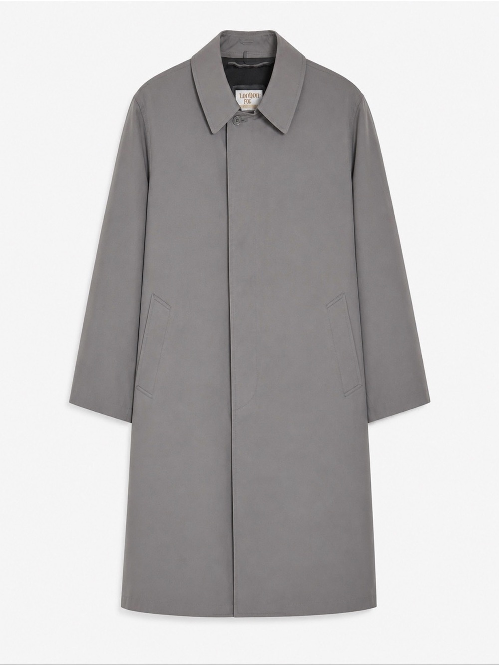 London Fog Grey Minimalist Single-Breasted Trench Coat